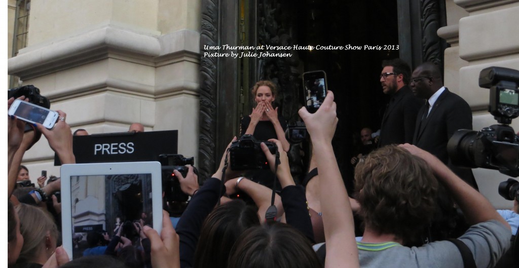 Uma Thurman at Versace Haute Couture in Paris 2013
