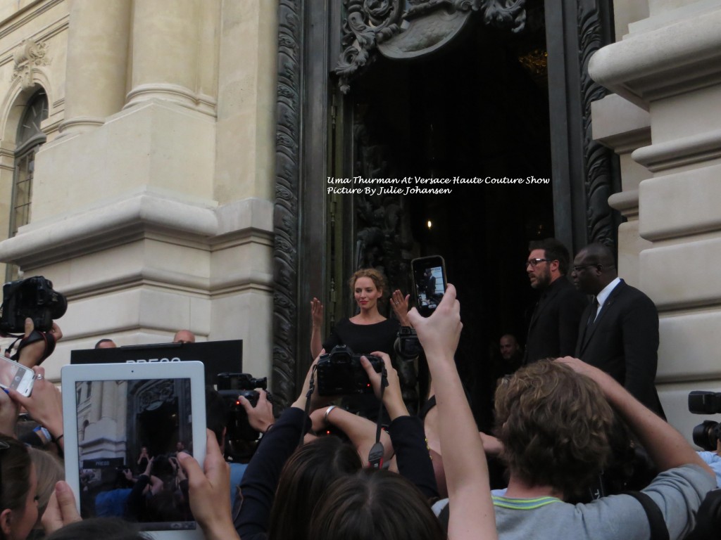 Uma Thurman at Versace Haute Couture in Paris 2013